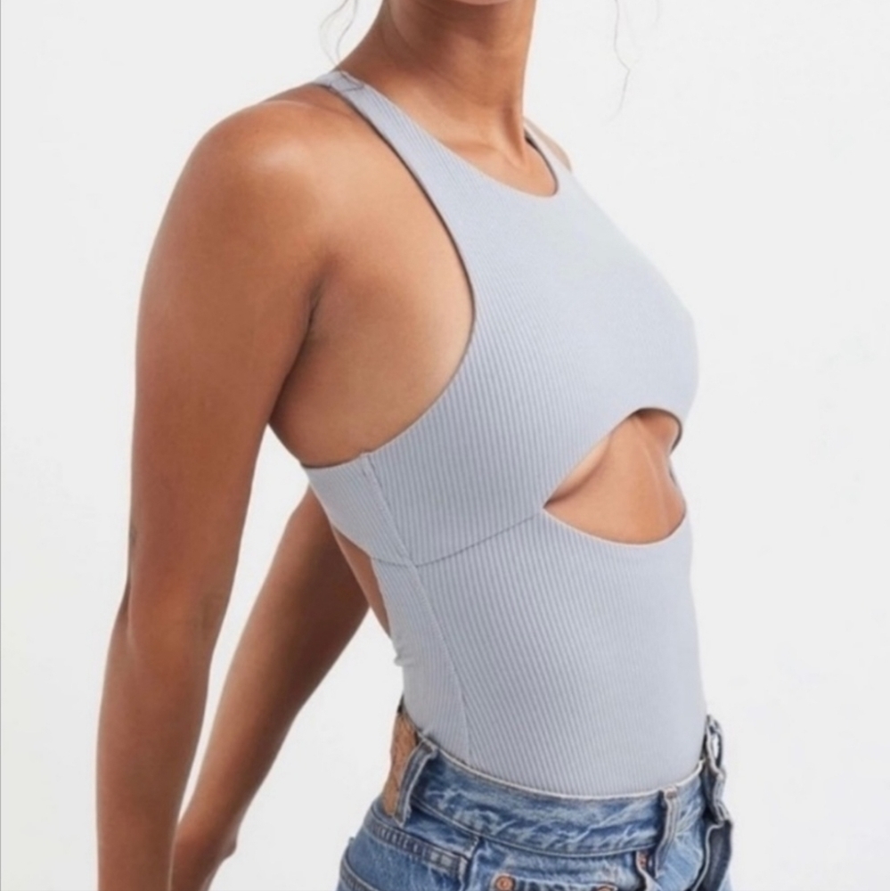 New! For Love and Lemons keyhole cutout front ribbed bodysuit